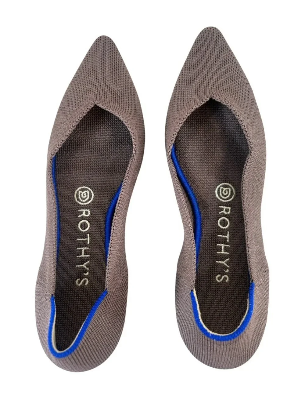 Rothys The Point Ballet Flats in Mink Women's Size 7 Elastic Knit Fabric Taupe